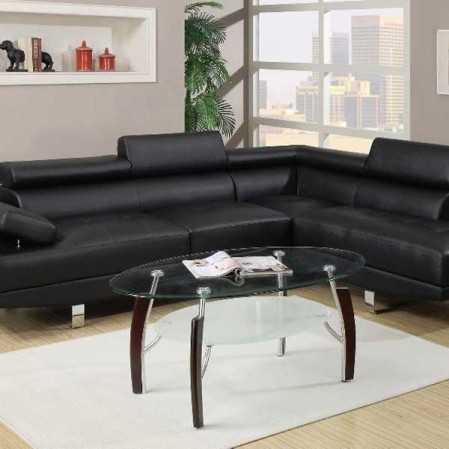 Black Leather Right Sectional Sofa Set in Delhi