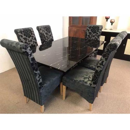 Black Marble Modern Dining Set Manufacturers, Suppliers in Goa