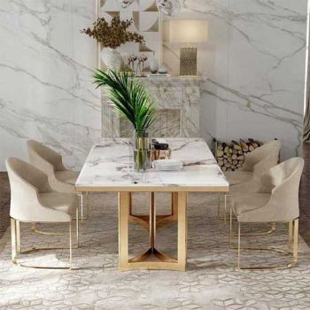 Designer Metal Dining Table With Marble Top Manufacturers, Suppliers in Delhi