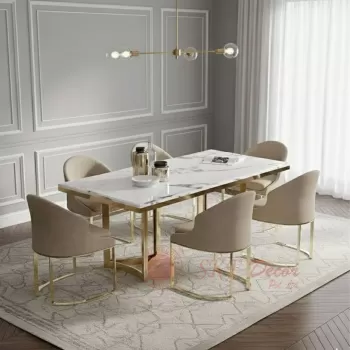 Gold Finish Luxury Metal Dining Table 6 Seater Manufacturers, Suppliers in Delhi