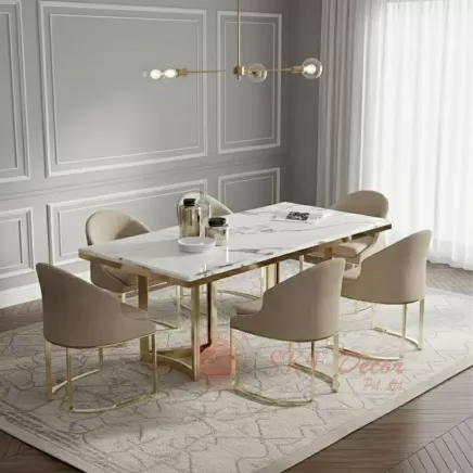 Gold Finish Luxury Metal Dining Table 6 Seater Manufacturers, Suppliers in Ujjain