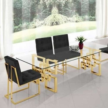 Gold Finish Luxury Metal Dining Table 6 Seater in Delhi