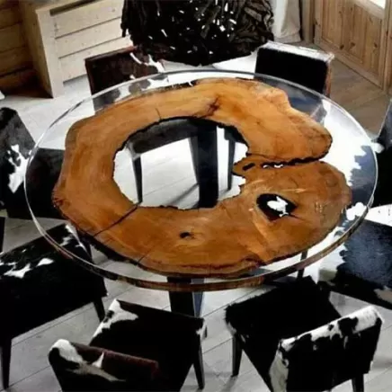 Live Edge Round Epoxy Dining Table Manufacturers, Suppliers in Karol Bagh