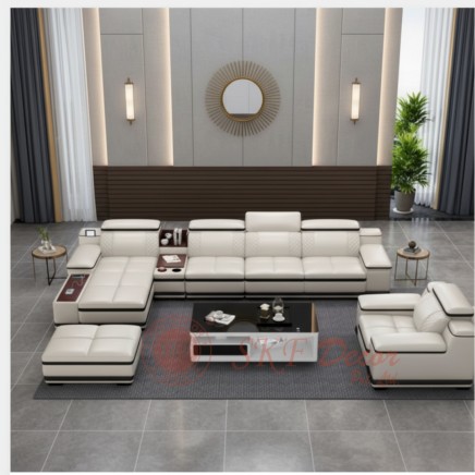 Luxury 6-Seater L-Shape Sofa Set with Sofa Chair & Ottoman Manufacturers, Suppliers in Parbhani
