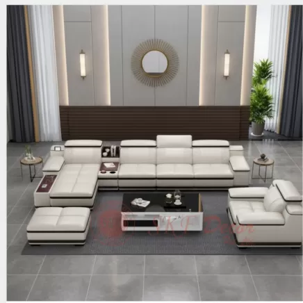 Luxury 6-Seater L-Shape Sofa Set with Sofa Chair & Ottoman Manufacturers, Suppliers in Yamuna Nagar