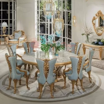 Luxury Round Carved Dining Set Manufacturers, Suppliers in Goa