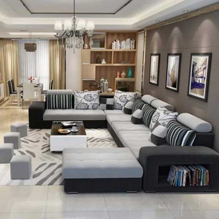 Modern I Shape Sofa Set Black and Grey Manufacturers, Suppliers in Delhi