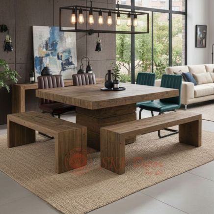Modern Square Dining Table with Bench Manufacturers, Suppliers in Kanpur