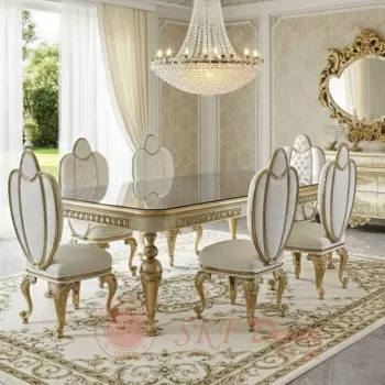 Royal Gold Carved 6-Seater Dining Set Manufacturers, Suppliers in Delhi
