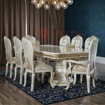 Royal White & Gold Dining Table Set Manufacturers, Suppliers in Delhi