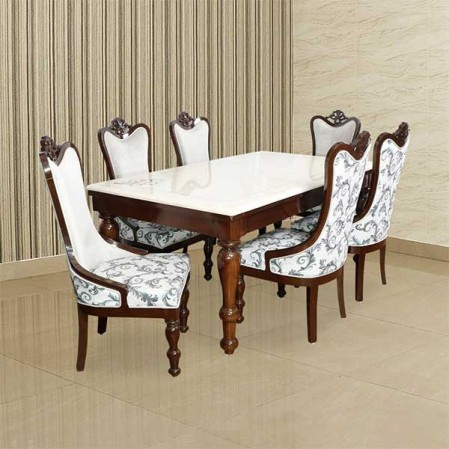 Teak Wood Marble Dining Table in Delhi